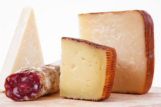 original italian cheese chopping on white background