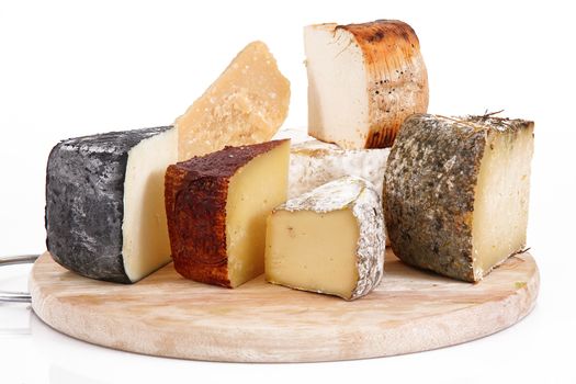 original italian cheese collage on white background