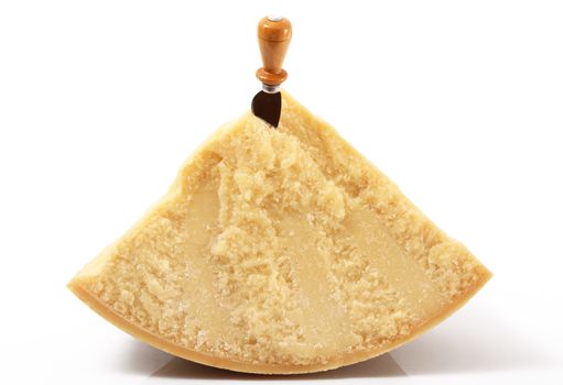 original italian parmesan cheese on white background