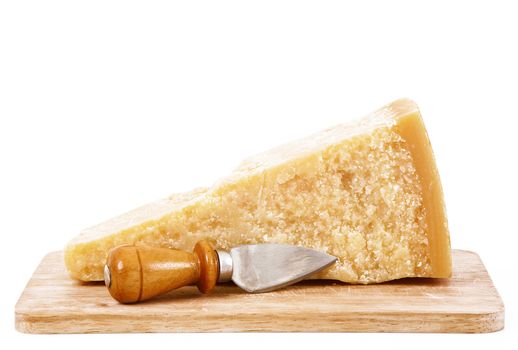 original italian parmesan cheese on white background