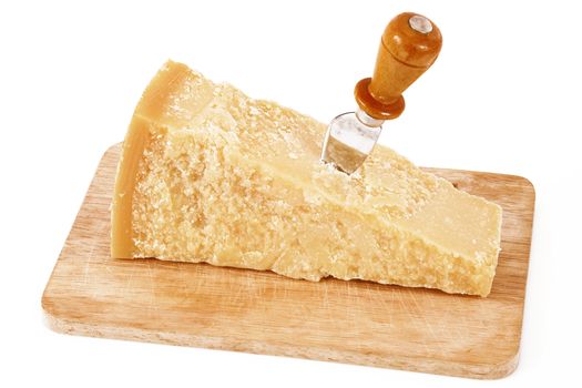 original italian parmesan cheese on white background