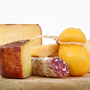 original italian cheese chopping on white background