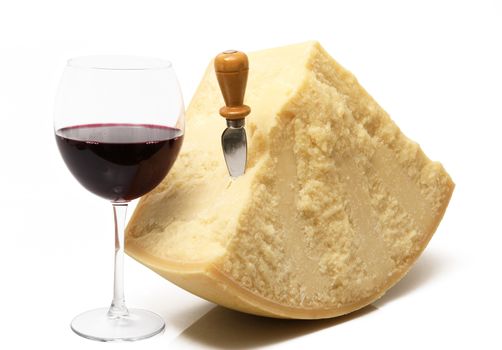 original italian parmesan cheese on white background