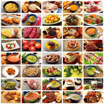 gastronomy collage on white background