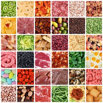 gastronomy collage on white board background
