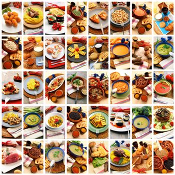 gastronomy collage on white background