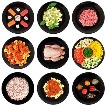 gastronomy collage on white background