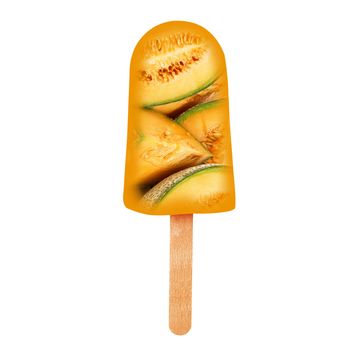 melon icicle on white background