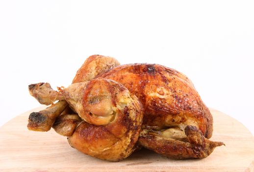 roasted chicken on white background