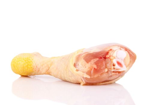 Fresh chicken thigh on white background