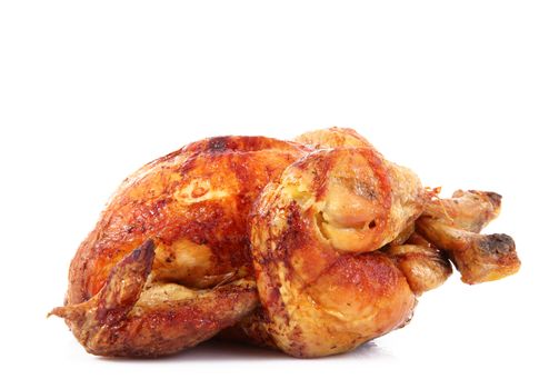roasted chicken on white background