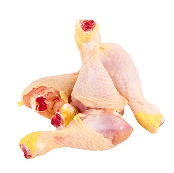Fresh chicken thighs on white background