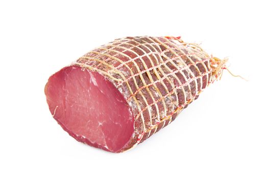 italian smoked bacon on white background