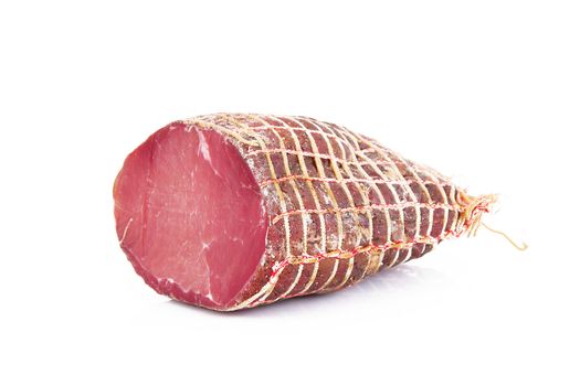 italian smoked bacon on white background