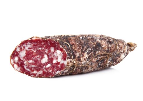 italian salami on white background