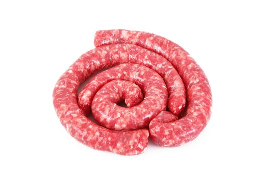 italian fresh sausage on white backgroundi