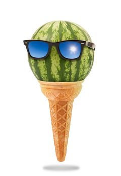 a Delicious ice cream cone with watermelon taste