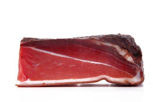 italian smoked bacon on white background