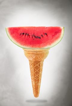 a Delicious ice cream cone with watermelon taste