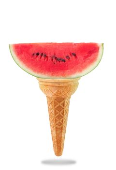 a Delicious ice cream cone with watermelon taste
