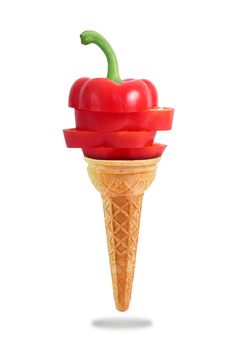 a Delicious ice cream cone with pepper taste