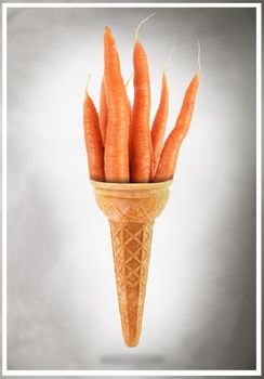 a Delicious ice cream cone with carrots taste