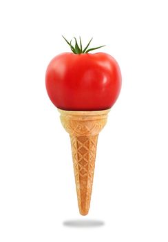 a Delicious ice cream cone with tomato taste