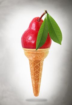 a Delicious ice cream cone with pear taste