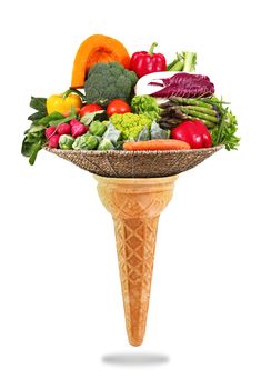 a Delicious ice cream cone with vegetables taste