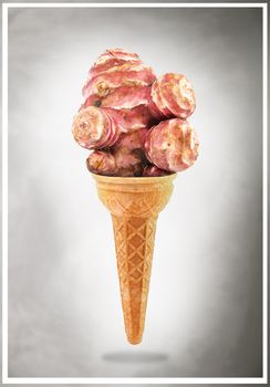 a Delicious ice cream cone flavored with Jerusalem artichoke