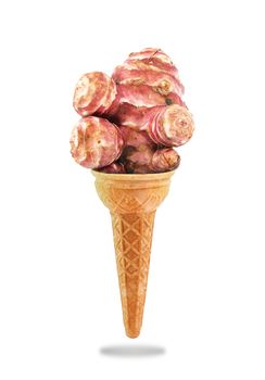 a Delicious ice cream cone flavored with Jerusalem artichoke