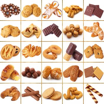 cookies collage on white background