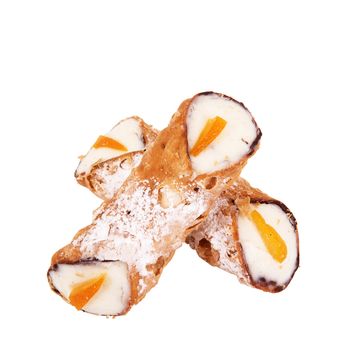 sicilian cannoli on white background