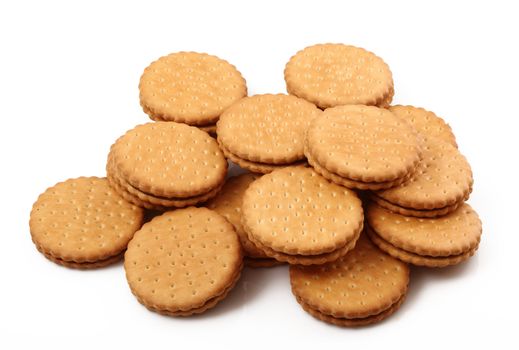 Crisp biscuits on white background