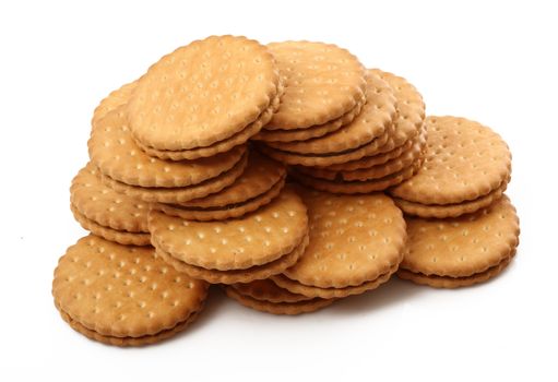 Crisp biscuits on white background