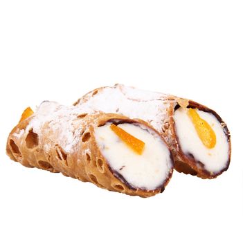 sicilian cannoli on white background