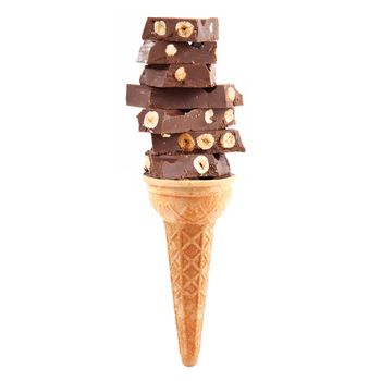 isolated chocolate ice cream on white background