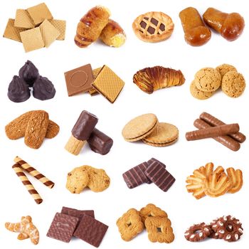 delicious cookies collage on white background