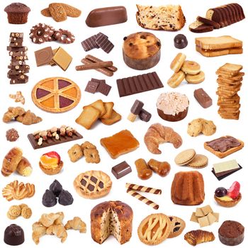 delicious cookies collage on white background