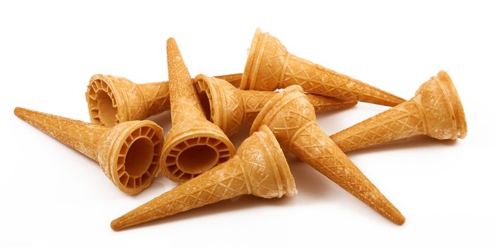 isolated cones for ice cream on white background