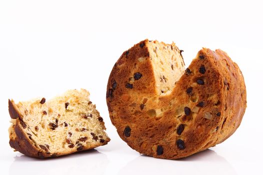 italian panettone on white background