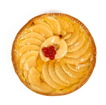 delicious fruit cake on white background