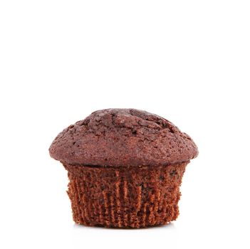 delicious chocolate cake on white background