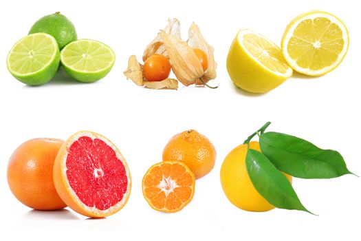 fruit collage on white background