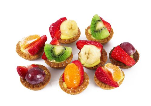 delicious fruit pastries on white background