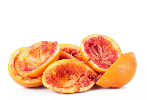 crushed orange on white background