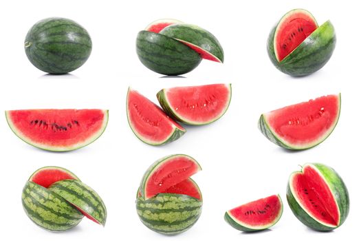 fresh watermelon collage on white background