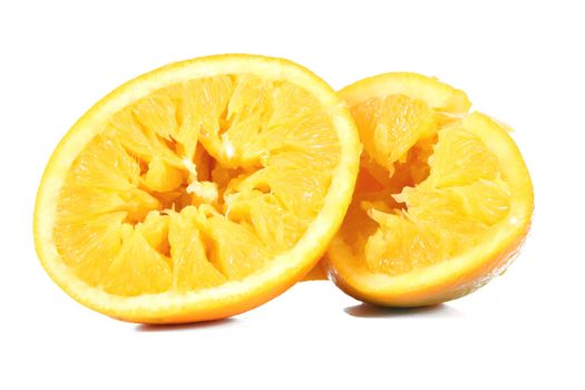 crushed orange on white background