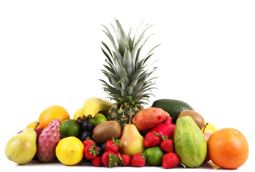 fresh fruit on white background