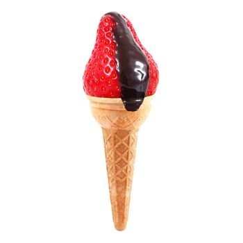 fresh strawberries like ice cream on white background